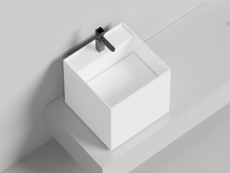 Раковина из литьевого мрамора Salini ARMONIA 130513TG 45х45 накладная цвет белый без отверстий под смеситель